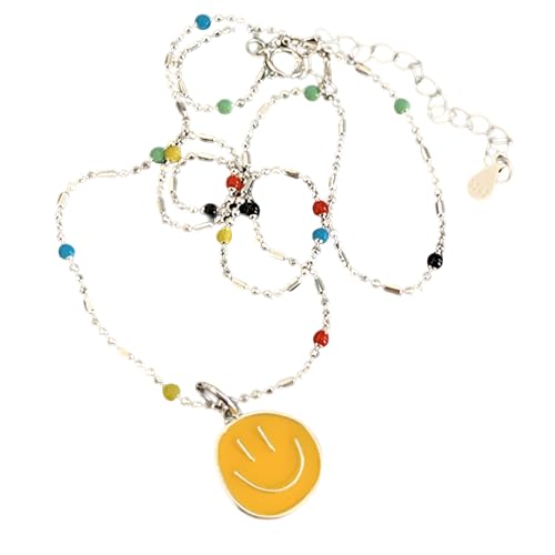 Collier de chaîne de clavicule de visage smiley coloré punk pour rompre la monotonie