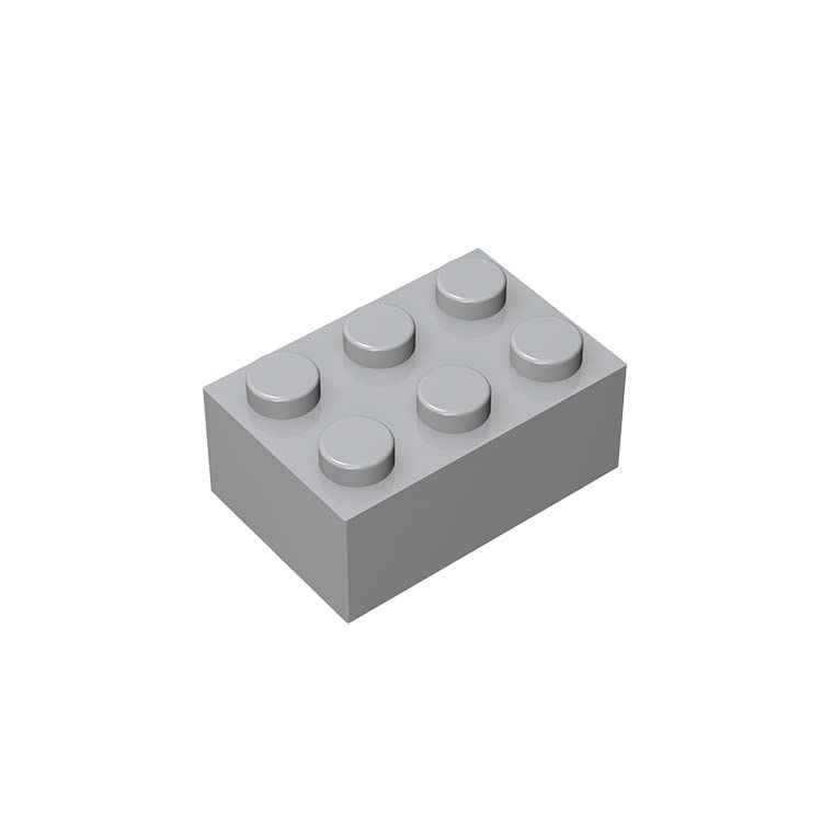 Classic Bulk Brick Block 2x3, 100 Piece Light Gray Brick 2x3,Compatible with Lego Parts and Pieces 3002, Creative Play Set - Compatible with Major Brands(Colour:Light Gray)