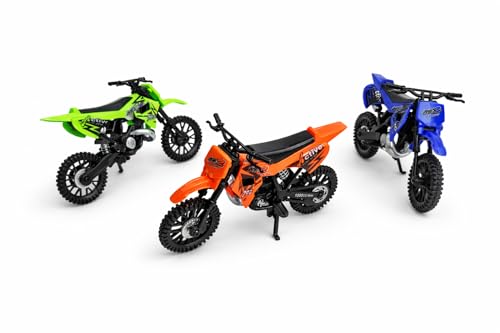 STUWU 3er Set Cross Motorrad Spielzeug Motocross Bikes für Kinder je ca. 13 cm Geschenk Set Jungen Mitgebsel Geburtstag