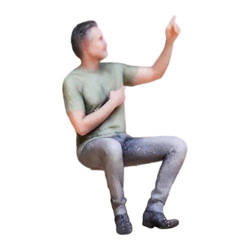 Oshhni Figura Masculina sentada en Miniatura a Escala 1:64, de Resina Resistente y Pintada, Ideal para, Trenes, maquetas, decoración