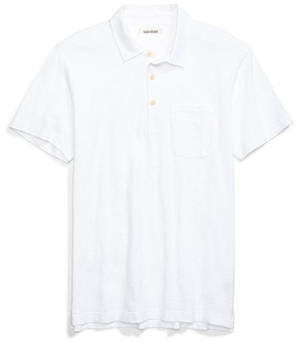 Amazon Brand - Goodthreads Men's Short-Sleeve Lightweight Slub Polo Shirt, Bright White, Medium