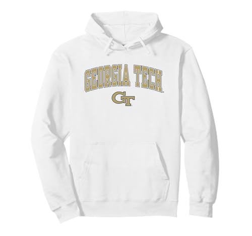 Georgia Tech Yellow Jackets Arch Over White Pullover Hoodie