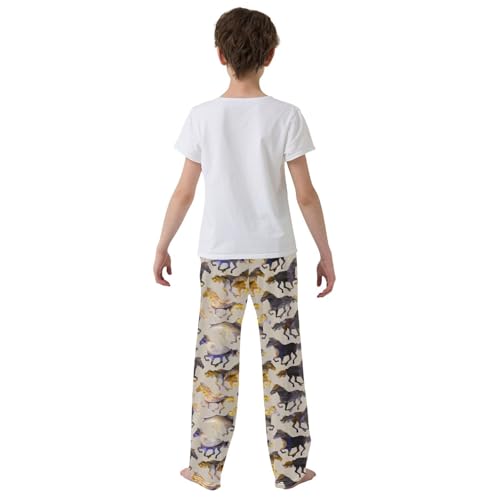 ZZXXB Galaxy Horse Print Boys Long Pants Soft Trousers Elastic Waist Kids Lounge Bottoms with Pockets S-XL3