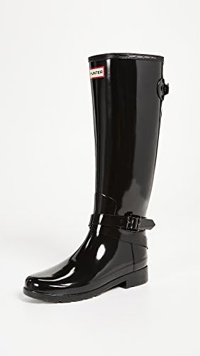 Hunter Womens Refined Adjustable Tall Gloss Rubber Black Boots 7 US | Image 1