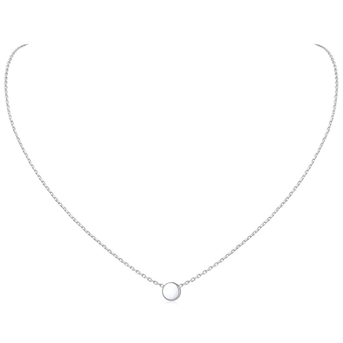 925 Sterling Silver Dot Necklace for Women Round Sterling Silver Pendant Necklace for Women