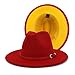 Unisex Patchwork Panama Fedora Hat Two Tone Red Yellow Jazz Style Fashion Party Show And Music Festival Hat