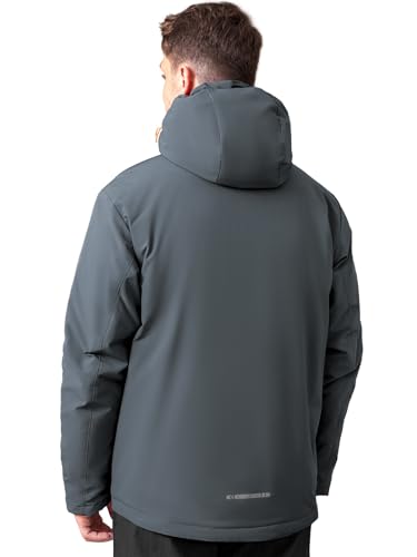 Image of Men's Thermal Waterproof Windproof Jacket Hooded Insulated, Lightweight Winter Snow Coat with Multiple Pockets