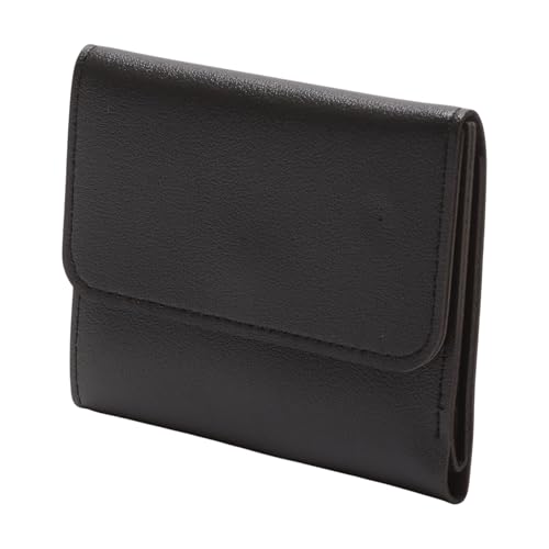 1Pcs Card Wallet 3-Fold Glossy Wallet PU Leather Black 11.5x8.5cm2
