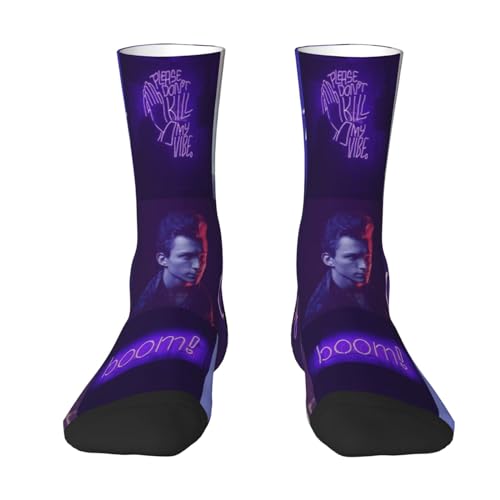 Moonforever Tom Holland - Calcetines deportivos unisex para hombre, calcetines tobilleros, calcetines acolchados para correr, calcetines de algodón, 2 Negro-2, Altoa única