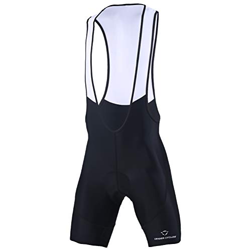 LEADER CYCLING Menâ€™s Cycling Bib Shorts Bike Bicycle Compression Quick Dry Summer Pants with 3D Breathable Padded (Medium, Black)