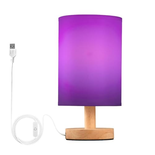 JUMBEAR Lampe de table, lampes de chevet violettes avec abat-jour en tissu de lin pour chambre à coucher, salon, ampoule LED incluse