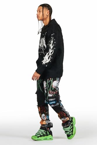 Men's Zarin Black/Multi Tapestry Slim Fit Jean4