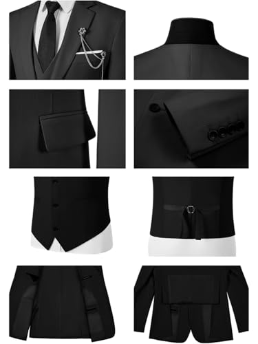 Mens Suits 3 Piece Slim Fit Suit Set Solid Tuxedo Set for Wedding Groomsmen Business Prom Party3