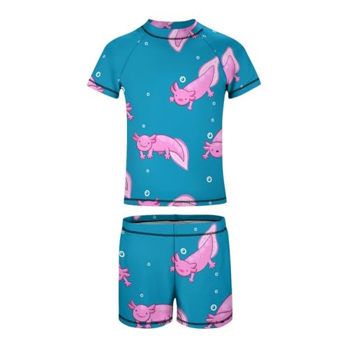 Cute Axolotl and BubblesChildren's Swimsuits Boys Two Piece Suit9-11Y（140cm）2