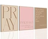 Pink Christian Wall Art Bible Verse Canvas Wall Decor Minimalist Scripture Poster Girls Room Pictures Inspirational Modern Religious Decor Prints Artwork for Bedroom Living Room 12x16x3 In Unframed