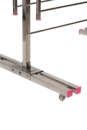 Image of Jumbo 24 Rods Cloth Drying Stand, 64 Feet Drying Area - Stainless Steel Foldable Compact Design - Easy Movement - Sturdy
