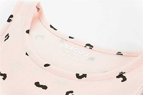 Unacoo Kids Girls 100% Cotton Sleeveless Long Maxi Tiered Dress (Age 3-12 Years) (Pink Printed, Xl(11-12Y)) #TOP5