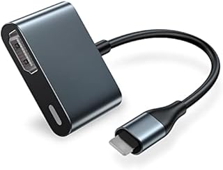 lulaven HDMI Adapter for iPhone,1080P Digital AV Video Sync Screen HDMI Cable Converter Connector for all iPhone/Pad to TV/Monitor/Projector,Support Phone Charging,Plug and Play,No Need Power Supply
