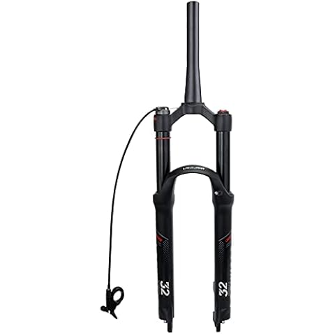 LANXUANR 26/27.5/29 inch MTB Bicycle Suspension Fork,Tapered Steerer and Straight Steerer Front Fork,Manual Lockout and Remote Lockout (26 inch,Tapered Steerer - Remote Lockout) Cover