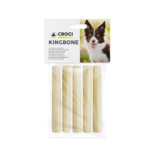 Croci King Bone White Roll – Knochen für Hunde, Kaubelohnungssnack für Hunde aus natürlichem Rindsleder, Zahnstäbchen zum Reinigen der Zähne, 13 x 1,5 cm – 5 Stück