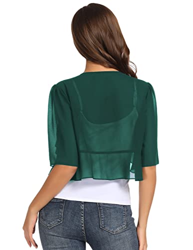 Kancy Kole Women's Chic Soft Knit Stretch Bolero Shrug With 3/4 Sleeve(Dark Green,Xxl) #TOP2