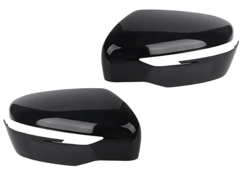 Coques de rétroviseurs de rechange noir brillant 2 pièces pour Nissan X-Trail Rogue