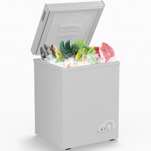 Image of 7.0 Cu Ft Chest Freezer - Compact Deep Freezer with 7-Level Thermostat, Removable Basket & Top Opening, for Home Kitchen(White,7.0)