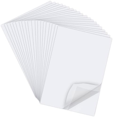 20 Sheets A4 Size 8.3x11.5 Inch Clear Double Sided Adhesive Tape Sheets, Super Strong Sticky Tape, DIY Art, Craft, Home Decorative Tape with White Liner
