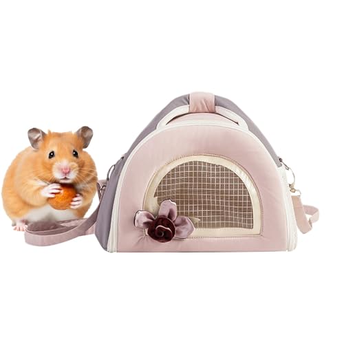 小型犬用のペットキャリア - 通気性ハムスターキャリア、ハムスターチンチラウサギのガービルヘッジホッグシュガーグライダーのための携帯型小動物キャリアポーチ、発信旅行運搬ケース