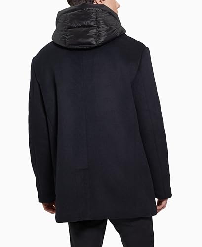 GUESS Men's Jeff Double Breasted Peacoat Hooded Quilted2
