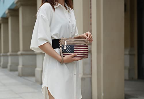 Image of MKF Collection Crossbody Bag for Women, American Flag Shoulder Bag, Vegan Leather Wristlet Bag Handbag Purse by Mia K