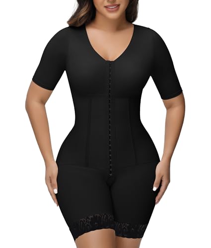 M MYODRESS Fajas Colombianas Moldeadoras Faja Body Shaper Butt Lifter Full Body Shapewear Tummy Control Post Surgery Compression Postpartum Faja for Women Corset Shapewear with Compression Sleeves