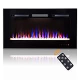 S-THROUGH 42 Inch Electric Fireplace Wall Mounted and Recessed, Linear Electric Fireplace with...