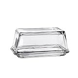 Fox Run Glass Butter Dish With Cover, Clear Butter Dish For The Counter or Refrigerator