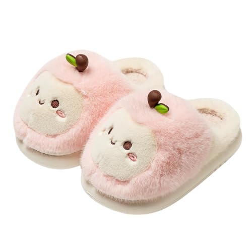 Cute Apple Fuzzy Slippers for Women, Womens Fluffy Plush Warm Memory Foam House Slippers