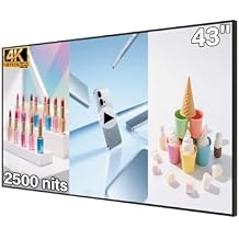 43inch Wall Mount Digital Signage, 4K 2500nits High Brightness Advertising Display, Slim Fit Frameless Digital Kiosk, CMS/Plug & Play Auto Play, 7/24 Timer Switch, Smart Split Screen Play