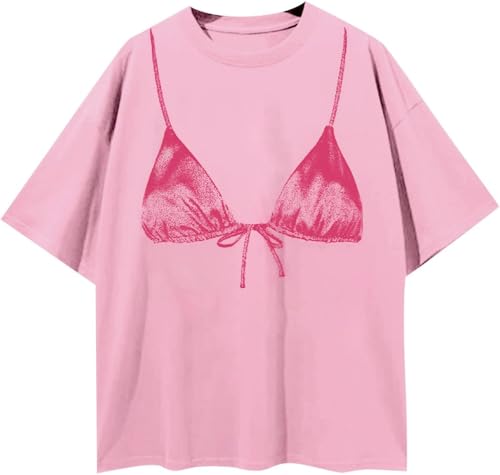 Women Funny Bikini Print Shirts Y2k Graphic Short Sleeve Oversized T-Shirts Summer Casual Going Out Tee Tops2