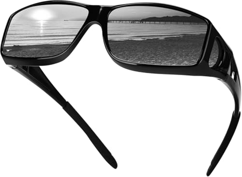 Over Glasses Sunglasses For Men Women, HD Polarized Glare Reducing Fit Over UV400 Protection Driving Sunglasses