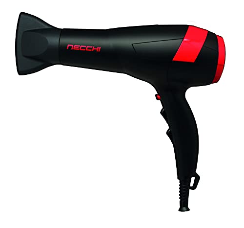 Necchi - Haartrockner, DC 2000 W, 2 Geschwindigkeiten mit 3 Heißlufteinstellungen, 1 Kaltluftknopf, 1 Konzentrator, Schuko-Stecker, Kabellänge 1,8 m Cover