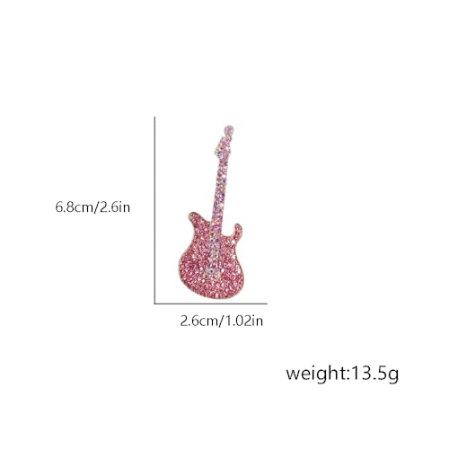 Image of Cute Guitar Rhinestones Brooches Pin Unique Colorful Crystal Enamel Brooch for Party Dance Banquet Women Men Fashion Dainty Lapel Pins Suit Shirt Ceremony Clothes Accessories Decor