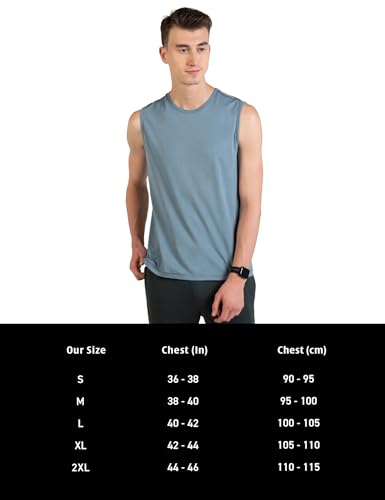 Image of DAMENSCH Men's Cotton Blend Regular Fit Breeeze Gym Vests Workout, Ultra-Lightweight Gym Sando, Anti-Fade Cotton Blend Tank Top, Quick-Dry Sleeveless Vest