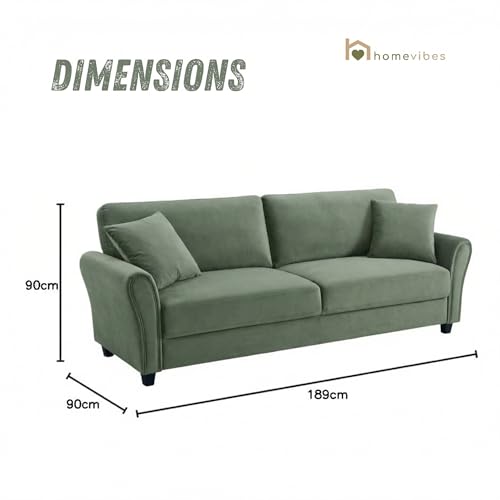 Image of 3 Seater lceola Premium Fabric Sofa |Stylish and Comfortable Living Room Furniture| Heavy Quality Sofa and Builtin| Throne of Comfort (Frosty Green, 3 Seater)