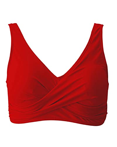 Image of Fanuerg Women's Twist Front Bikini Top V Neck Push Up Padded Swimsuit Top Bathing Suits