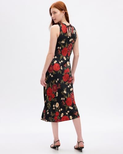 Image of Gap Women Relaxed Fit Floral Print Sleeveless Round Neck Midi Casual Dress