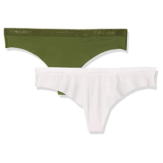 Calvin Klein Thong 2pk Tanga, Rosa (Pinky Sky/Underbrush 2kz), 46 (Talla del Fabricante: X-Large) (Pack de 2) para Mujer