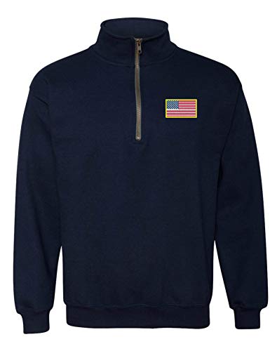 ALLNTRENDS Adult Zip Collar Sweatshirt USA Flag Embroidered US Top