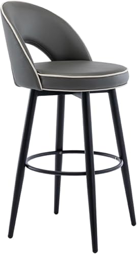 Chaises de bar pivotantes en cuir Napa gris foncé pour îlot de cuisine