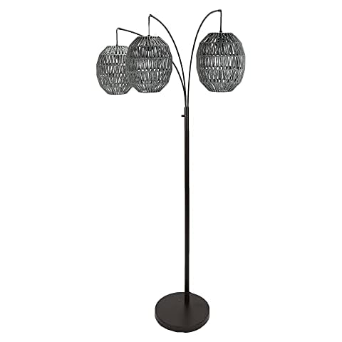 Decor Therapy Laurette 3-Light Metal Floor Lamp, Black, Large Cover