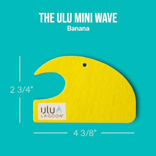 Image of ulu Lagoon Hanging Car Air Freshener | Tropical Beach Coconut Surf Wax Scent Mini Wave | Long Lasting Car Freshener, Closet and Beyond | Made In USA | 3 Pack (Yellow)