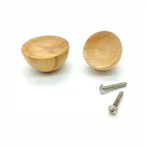 CONSES Natural Wooden Dresser Drawer Knobs Including Screws Pulls Handles 1.5 Inch (Design 7, Pack 6)